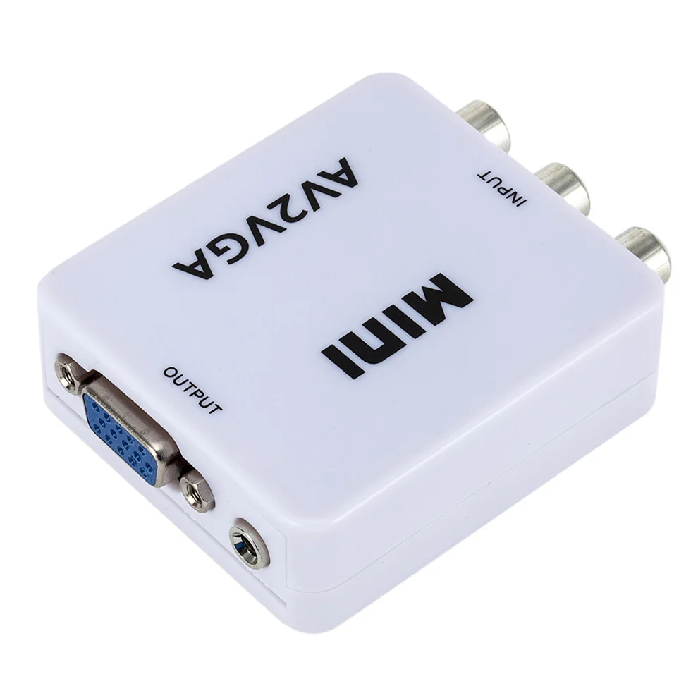 Мини видеоконвертер 1080P RCA AV на VGA видеопреобразователь с 3 5 мм аудио AV2VGA / CVBS +