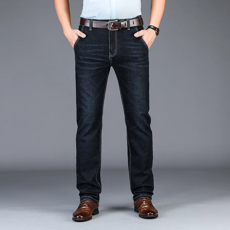 Мужские узкие джинсы из мягкого хлопка эластичные брюки карандаш синего и