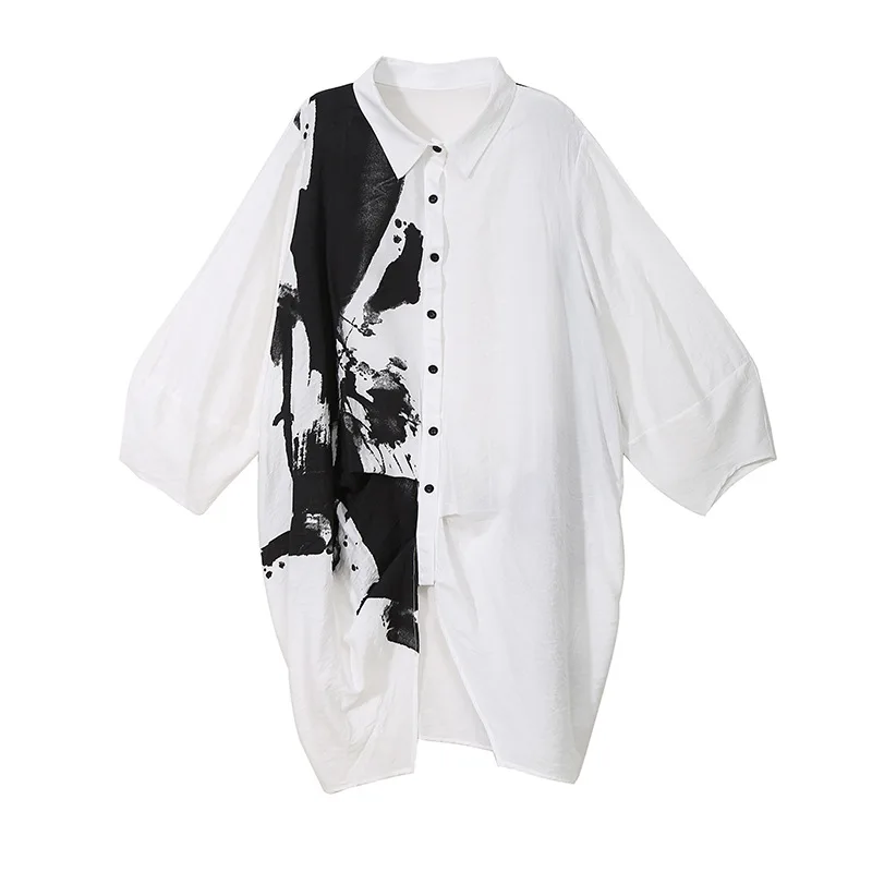 KALENMOS Oversize Shirt Dress Women Spring Lapel Loose Mid-length Dresses Boyfriend Single Breasted Work Long Sleeve Streetwear | Женская
