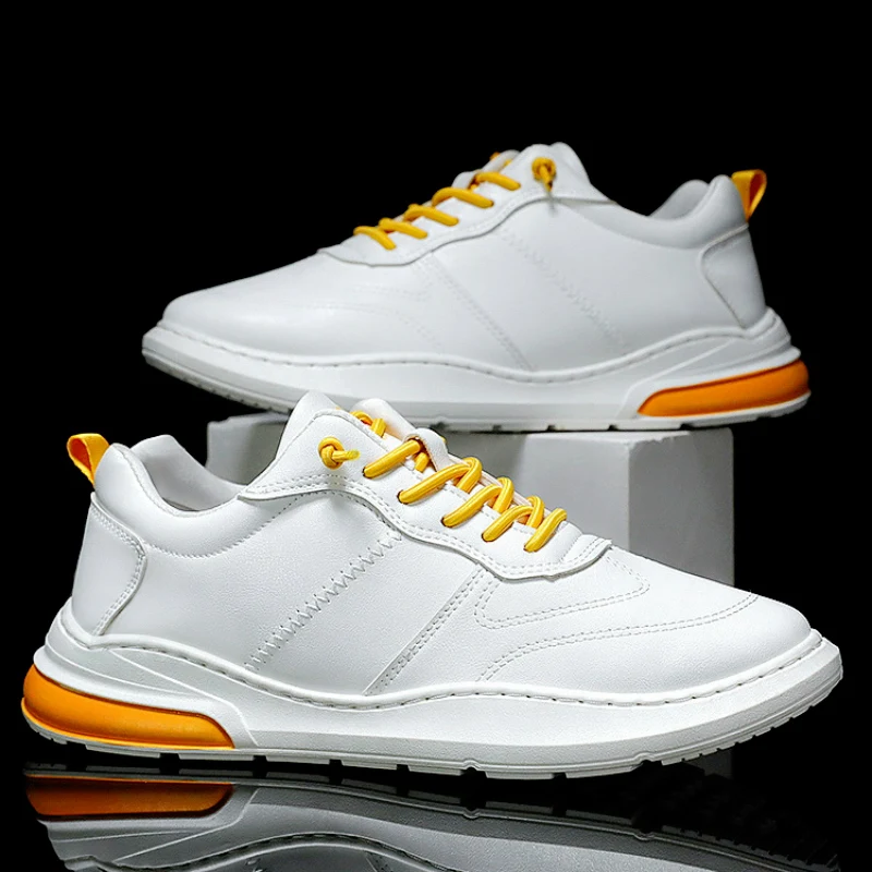 

Мужская обувь; Сезон осень-зима; Повседневная обувь из искусственной кожи на плоской подошве; Мужские низкие кроссовки на шнуровке; Белые ту...