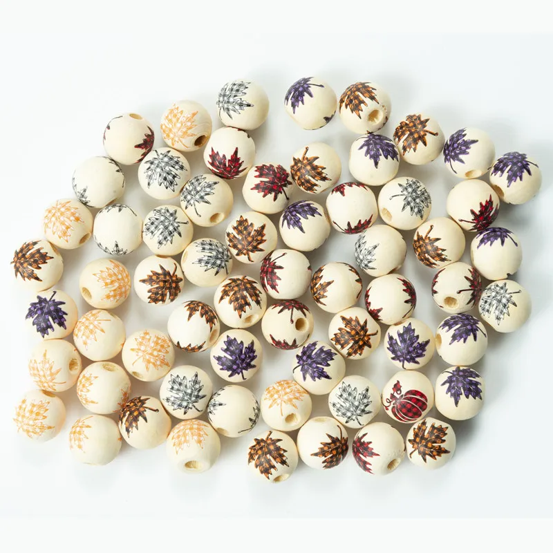 

10/20/30Pcs Maple Leaf Painted Wooden Beads Accessories Tassel Bracelet Earrings DIY Decoration Making Materials Crafts