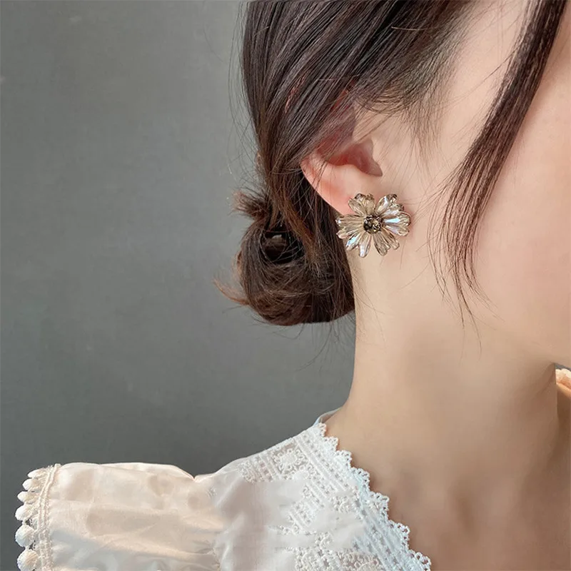 Женские серьги-подвески с блестящими кристаллами и цветами в Корейском стиле 2020 |