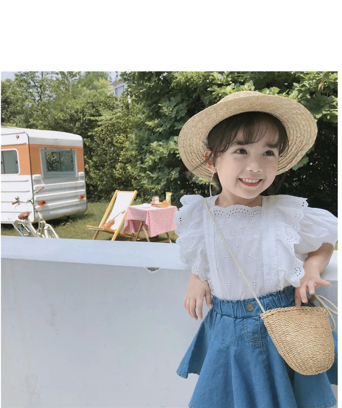 Gooporson корейские наряды для маленьких девочек кружевной Цветочный вышитый белый