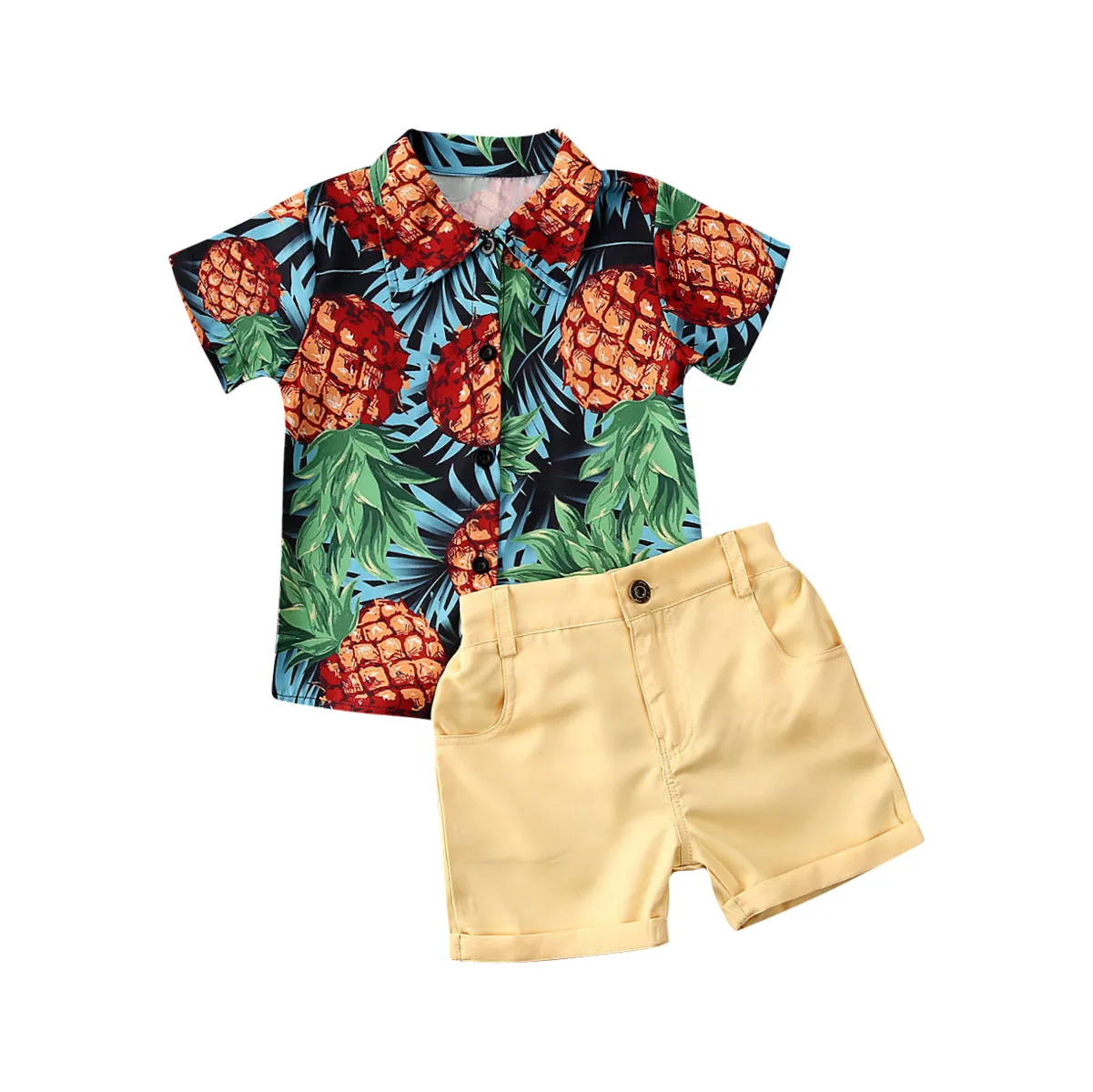 

6M-5T Kids Baby Boys Clothes Set Baby Summer Clothing Infant Floral Tops Short Sleeve Shirt Pants 2Pcs Outfits
