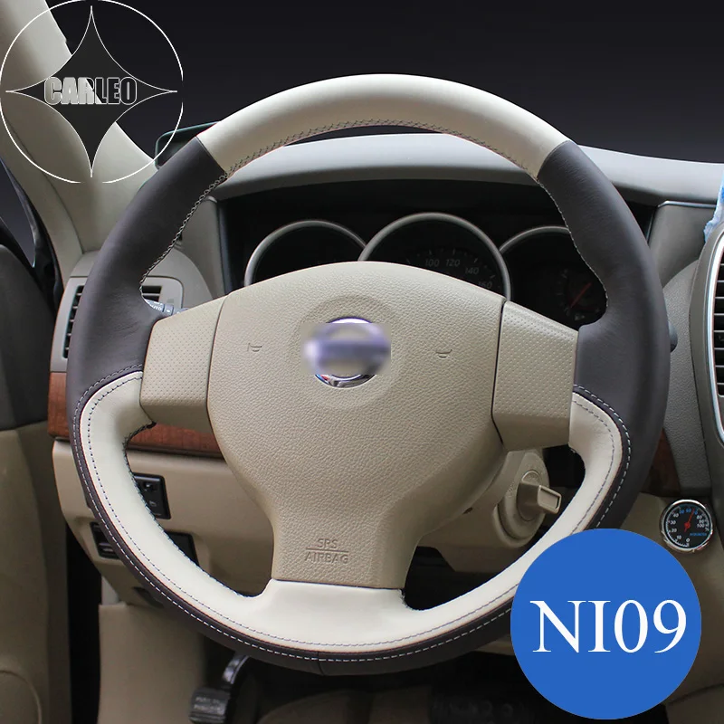 Car Steering Wheel Cover for Nissan SYLPHY Teana X-Trail Qashqai Tiida Genuine Suede Leather Stitching Customized Holder