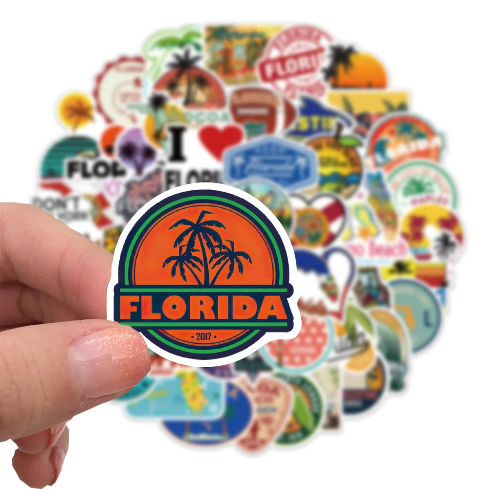

10/50Pcs Outdoor Wild Florida Stickers Outside Travel Landscape Decals Stickers Pack for Phone Laptop Luggage Car Sticker