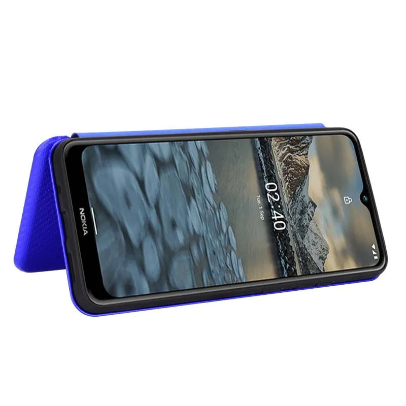 

Flip Carbon Fiber Leather Case Magnetic Case Card Wallet Cover For Nokia 2.4 Case Protective Case Phone Case KS0934
