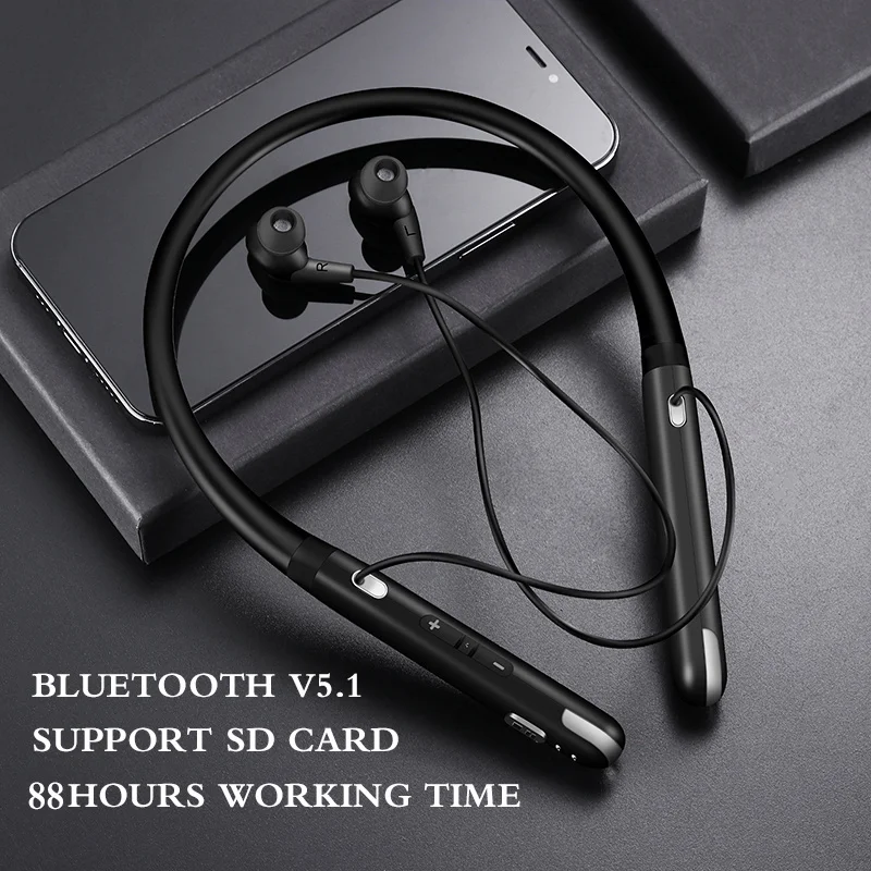 

Wireless Headphones 88h Sports Earphones Bluetooth V5.1 With Microphone SD Neckband Bass Stereo Headset For Xiaomi Huawei