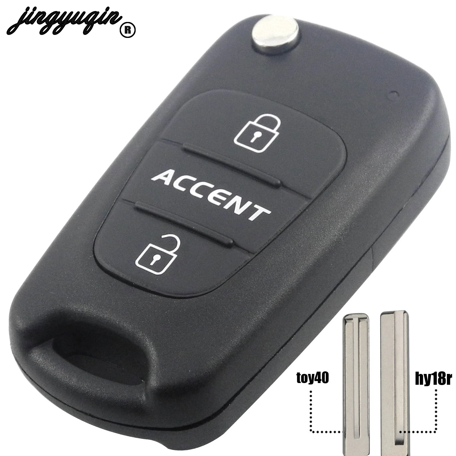 

jingyuqin toy40/hy18r Blade 3 Buttons Flip Folding Remote Cat Key Shell Case Cover For Hyundai Accent Replacement Housing Blank