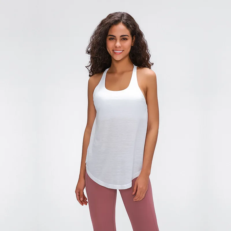 Тренировочная рубашка без рукавов с имитацией двух цветов Свободный дышащий