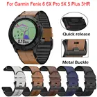 Ремешок кожаный для Garmin Fenix 66X, сменный быстросъемный браслет для смарт-часов Garmin Fenix 55 Plus5X, 22 мм 26 мм