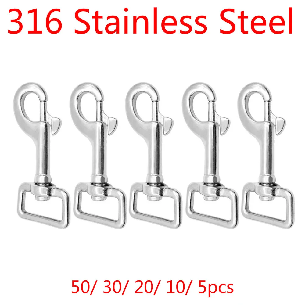 

316 Stainless Steel 60/ 66/ 73mm Square Eye Swivel Bolt Snap Hook Diving Clip Rigging Hardware Kit 50/ 30/ 20/ 10/ 5pcs