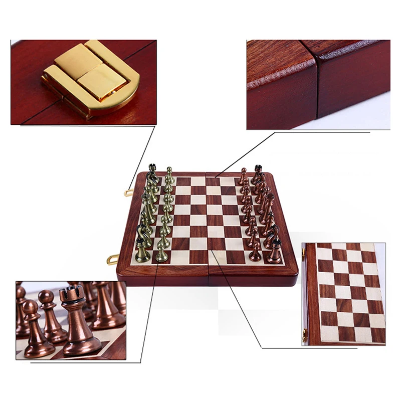 Высококачественный классический складной деревянный Шахматный набор из