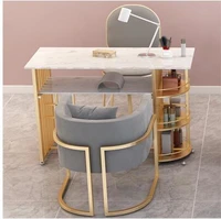 net red marble manicure table and chair set combination simple manicure shop make up table european style iron new style