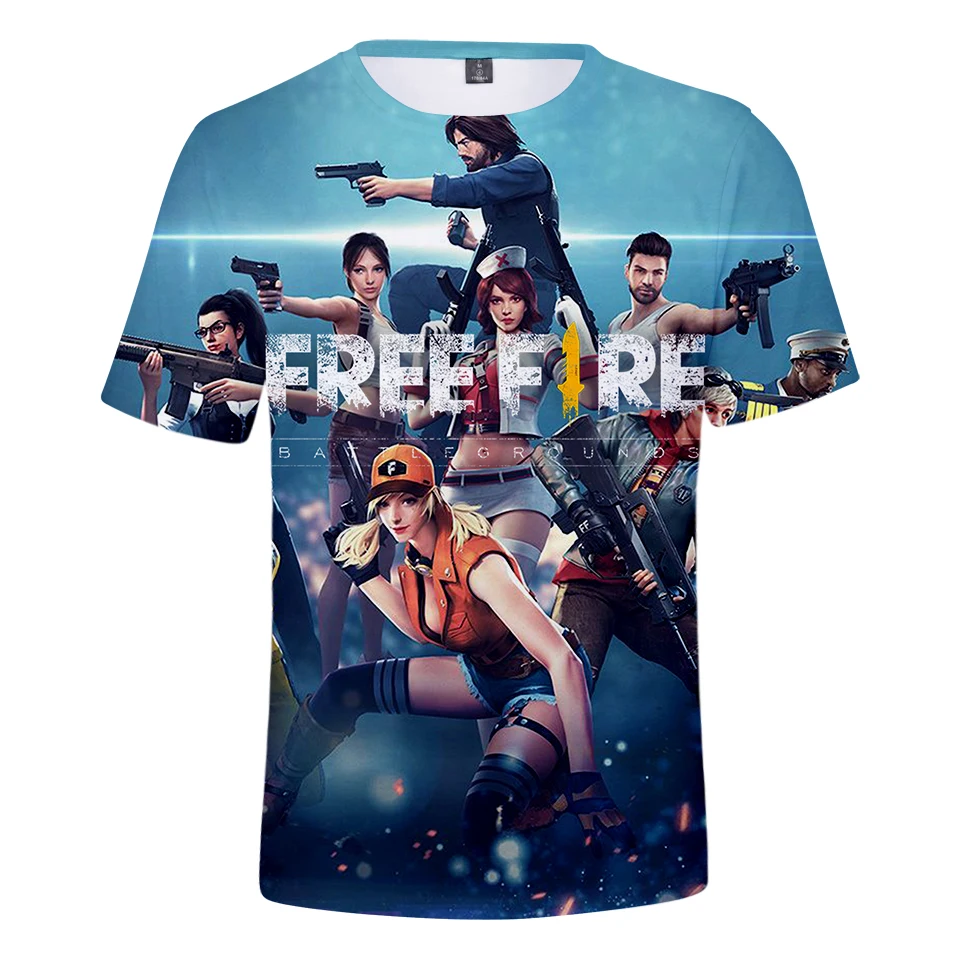 2020 модная футболка с 3D принтом игры Free Fire для мальчиков и девочек Летняя дышащая