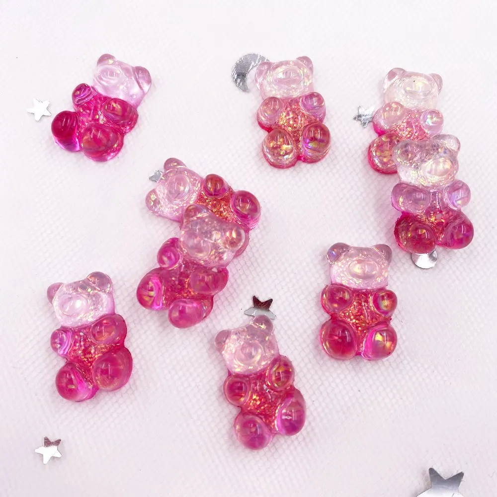 18 шт. полимерные красочные милые блестящие Пудровые медведя с плоским основанием Стразы Аппликации «сделай сам» для свадьбы скрапбукинга рукоделия SH175