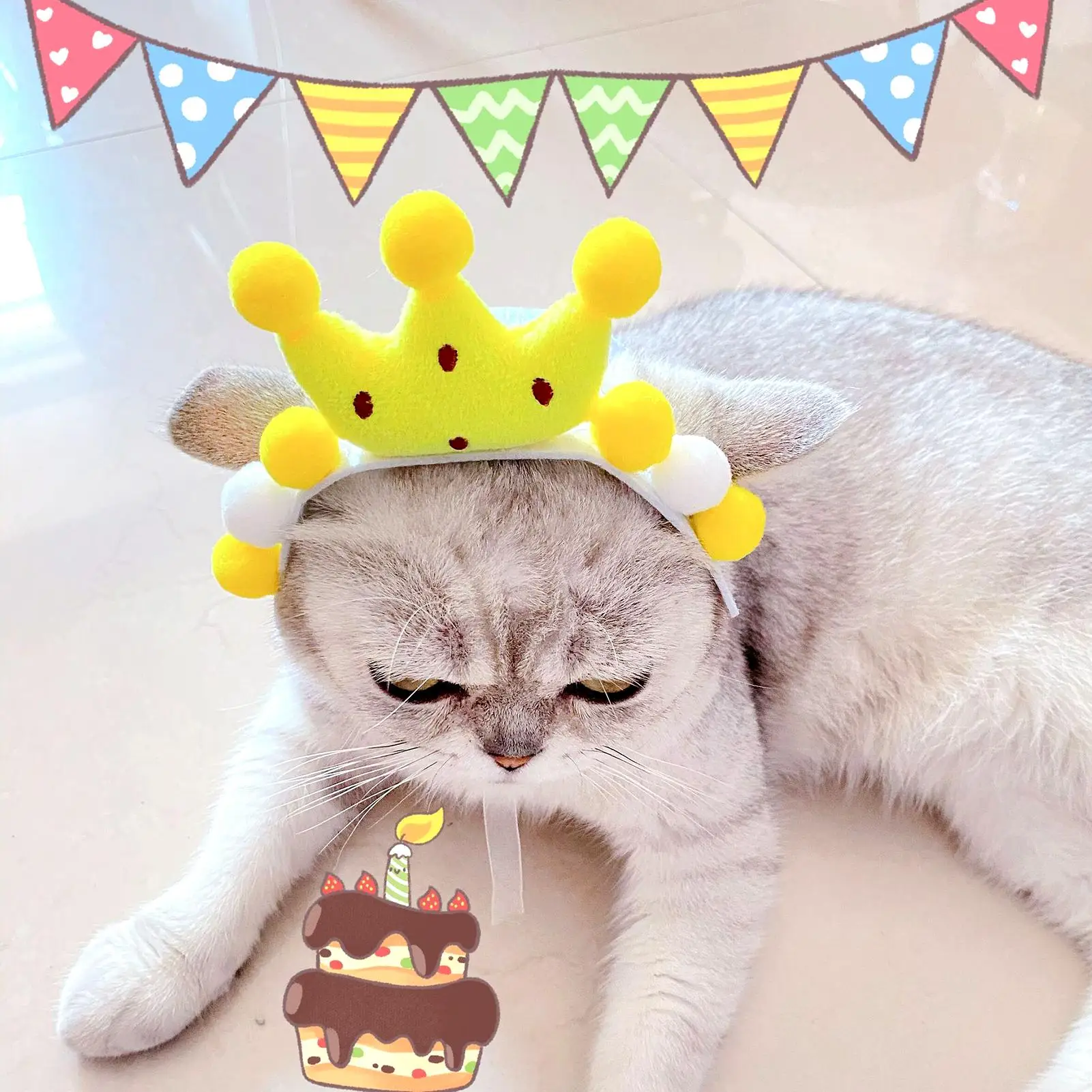 

Pet Cat Headband Christmas Pet Decoration Headband Pet Cat Three-dimensional Crown Headband Birthday Headdress Photography Props
