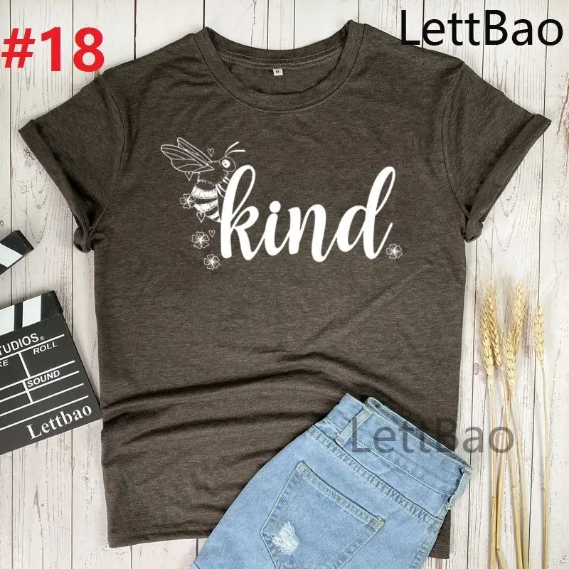 

Bee Kind New Women Tops Fashion Women Summer Short Sleeve Casual Aesthetic Streetwear Ulzzang Round Neck Cotton T-shirts Tops