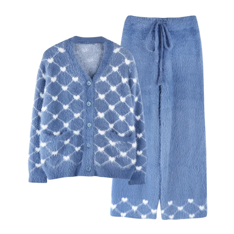 

2 шт. рубашка и брюки осень-зима, женская одежда для отдыха, повседневный теплый пижамный комплект, пижама, мягкая одежда для сна, домашняя од...