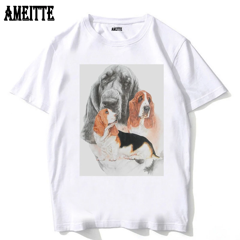 Новая белая модная мужская футболка с коротким рукавом и принтом Собака Стильные