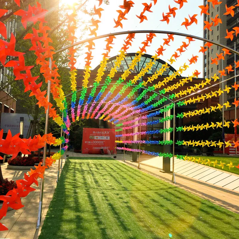 

Wire rope windmill 21CM four-leaf colorful windmill string children's kindergarten outdoor decoration layout park scenic area