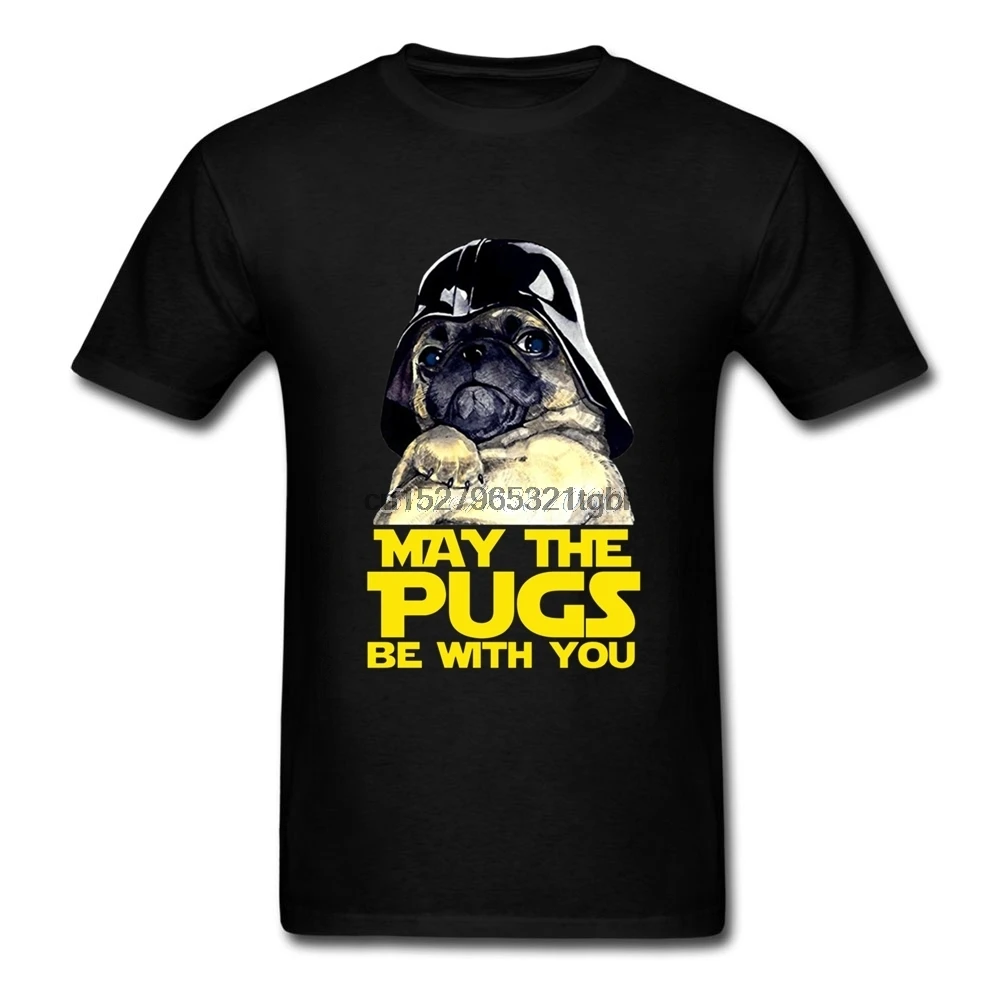 Забавная Мужская футболка с надписью May The Pugs Be With You хлопковая короткими рукавами