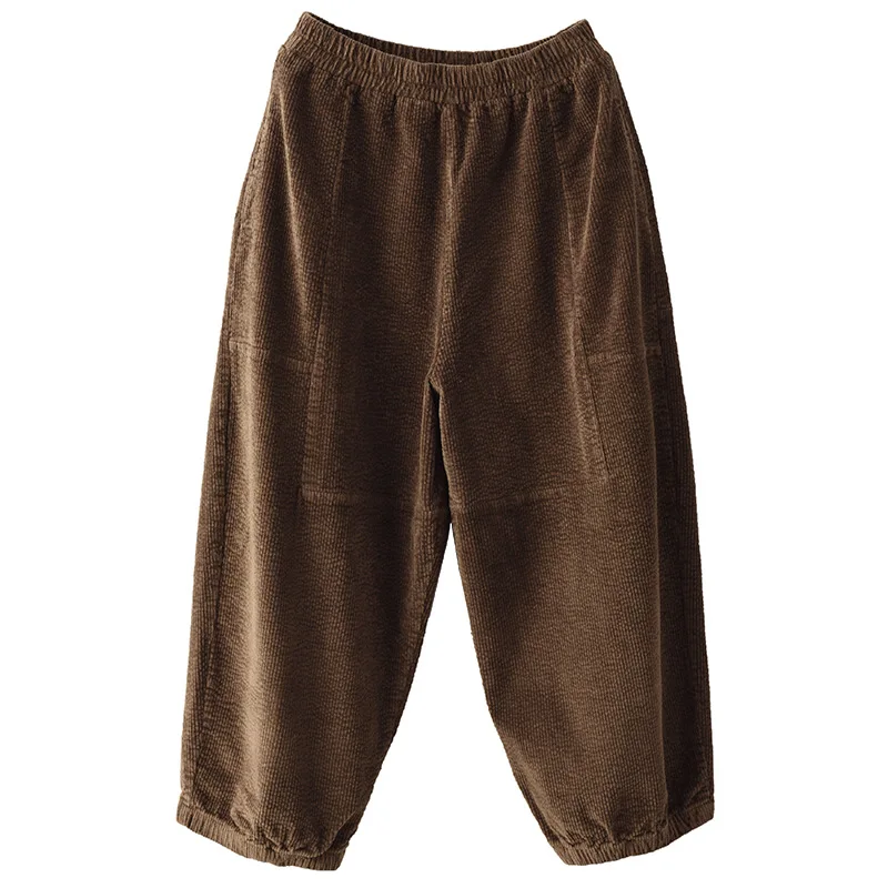 

2021 Women Spring Autumn Winter Loose Casual Vintage Cotton Corduroy Harem Pants