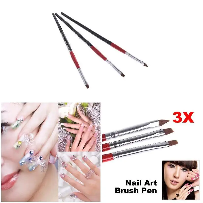 

3Pcs Soft Professional Pen Nail Art Brushes Tool Set Nails Decor Accessories Brushes for Manicure Nail Bbrush Set