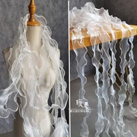 ruffle organza lace trim fabric transparent white diy patchwork decor collar lace skirts wedding dress designer accessories