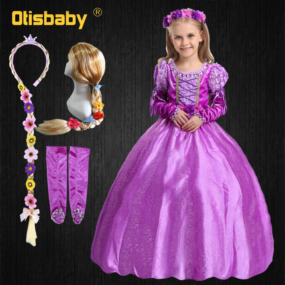 Winter Christmas Fancy Girls Princess Sofia Costume Children Birthday Party Rapunzel Wig Tulle Sophia Ball Gowns Kids Clothing | Детская
