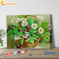 chenistory diy painting by number and white flowers canvas pictures oil painting cherry for living room wall art home decor gif