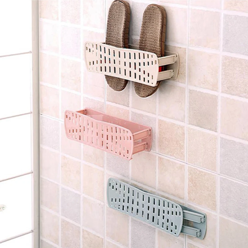Plastic Shoes Rack Organizer Adjustable Shoe Hanger Wall Hanging Racks Folding Slippers Storage Tool Bathroom Space Saving | Дом и сад