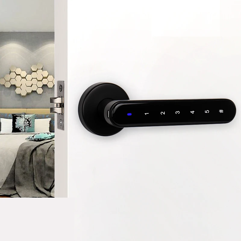 

Smart Password Lock Electric code number Lock with Mechanical Key for indoor home wooden metal door