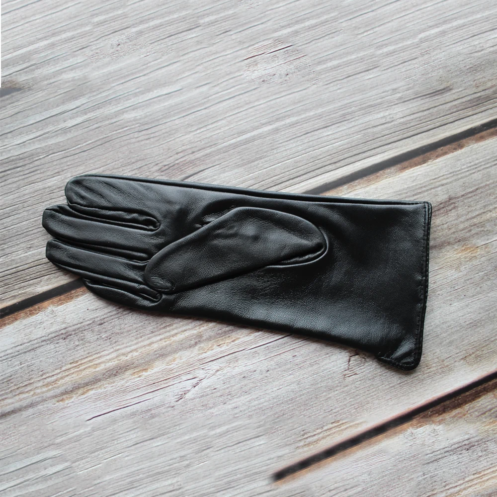 Bickmods New Women Black Fashion Touchable No Inside Straight Style Genuine Leather Sheepskin Thin Section Gloves | Аксессуары для
