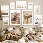 Плакаты и принты на холсте с изображением заката, пляжа, чайки, пшеницы, ручной песок, настенная живопись для декора гостиной