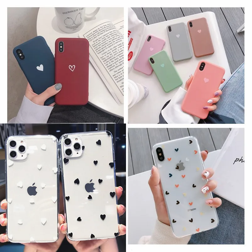 colorful love heart case for iphone se 2020 6 6s 7 8 plus x xr xs max 5 5s se candy color phone case soft tpu back cover fundas free global shipping