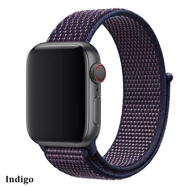 Последняя нейлоновый ремешок für apple watch группа 4 44 мм/40 мм, correa apple watch 3 42 мм/38 мм iwatch серии 4/3/2 bunte stecker чехол для телефона на руку - Цвет ремешка: Indigo