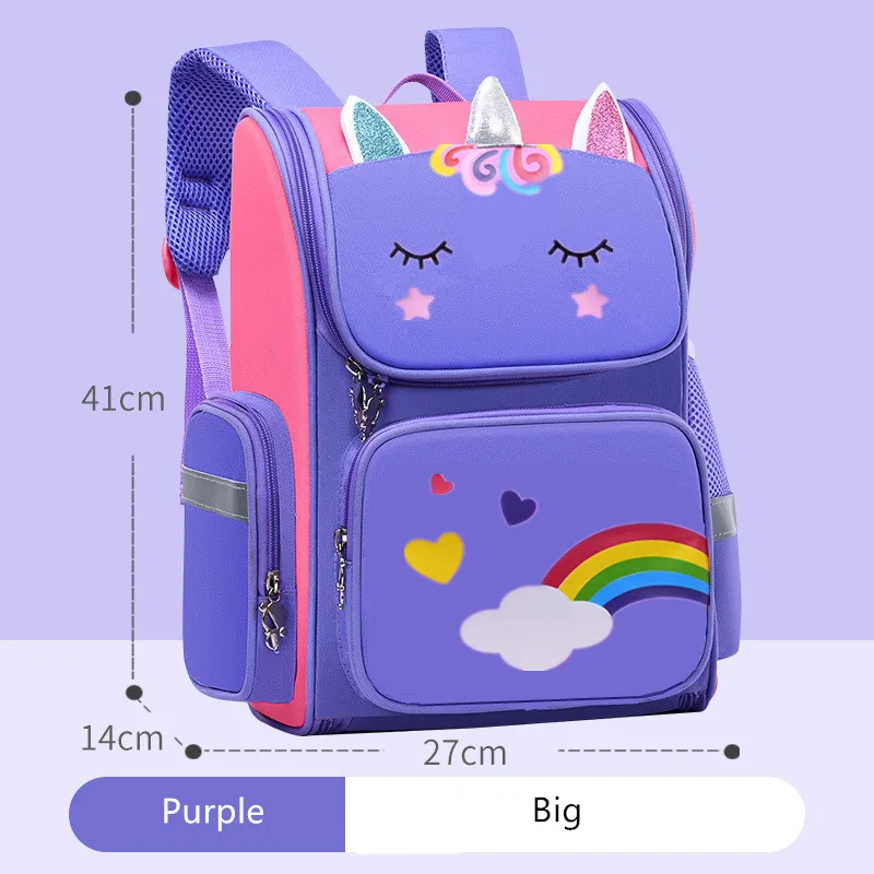 Fengdong Cute Cartoon 3D School Backpack Children School Bags for Girls kawaii pen pencil bag Waterproof Primary student bookbag