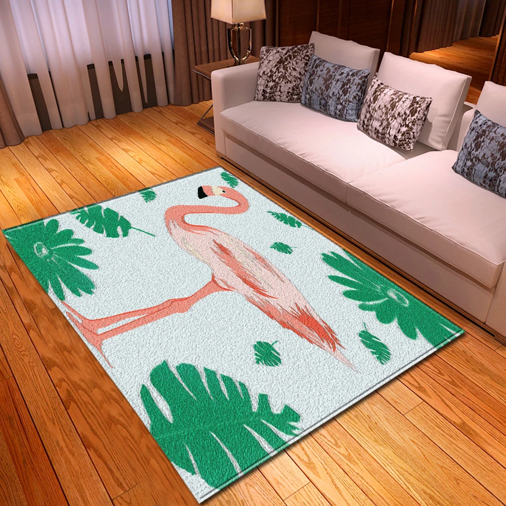 Мультяшный розовый ковер с фламинго для гостиной домашний декоративный детский