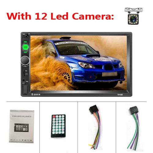 With 12 Led Camera AMPrime 2 Din автомагнитола универсальная " Автомагнитола Mirrorlink Мультимедиа Видео плеер Bluetooth SD/FM/MP4/Aux с камерой заднего вида - Цвет: With 12 Led Camera