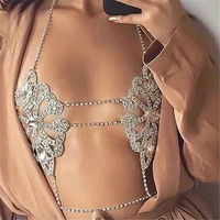 sexy body chain rhinestones bikini bra suit flower underwear party belly waist chains body jewelry accessories for women girls