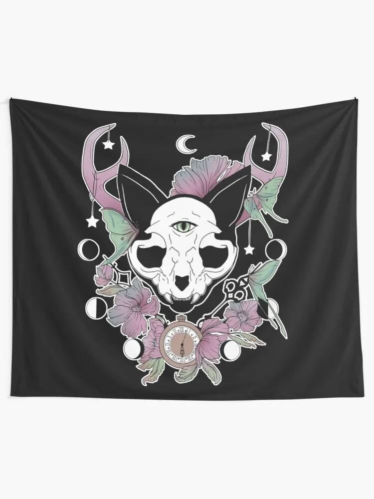 

Twilight Skull Cat Wall Tapestry Wall Hanging Wall Art Coverlet Bedding Blanket Sheet Throw Furniture Yoga Mat Tapestries