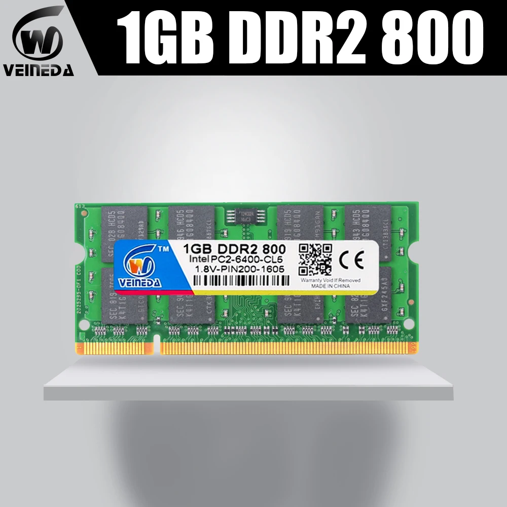 Оперативная память VEINEDA 1 ГБ DDR2 ddr2 800 МГц PC3-10600 Sodimm Ram для ноутбука совместима с 667 533
