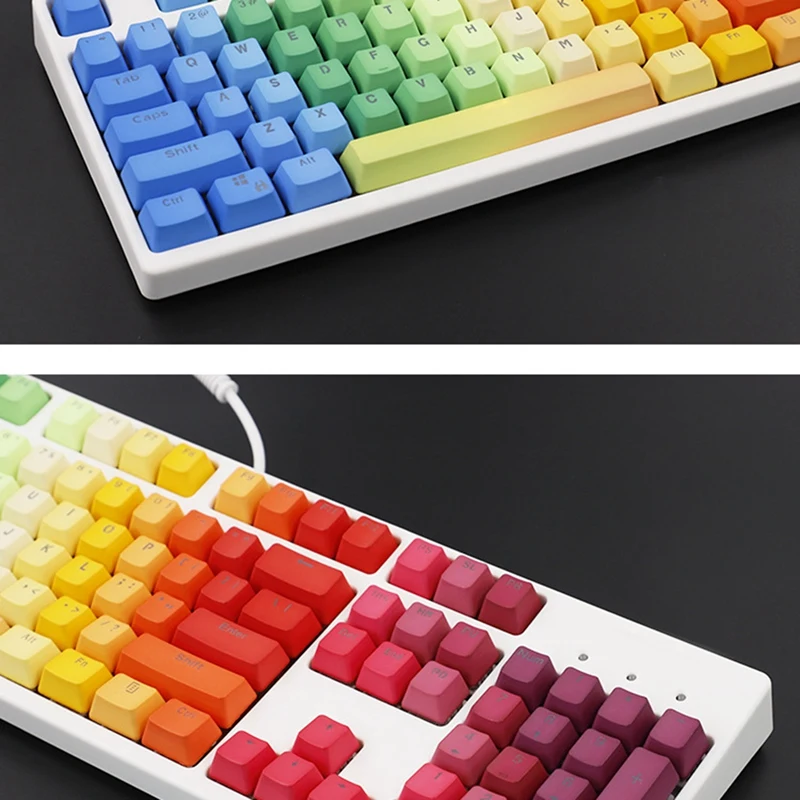 104 ключа Радуга Keycap PBT Dip с градиент цвета радуги подходит для клавиатуры
