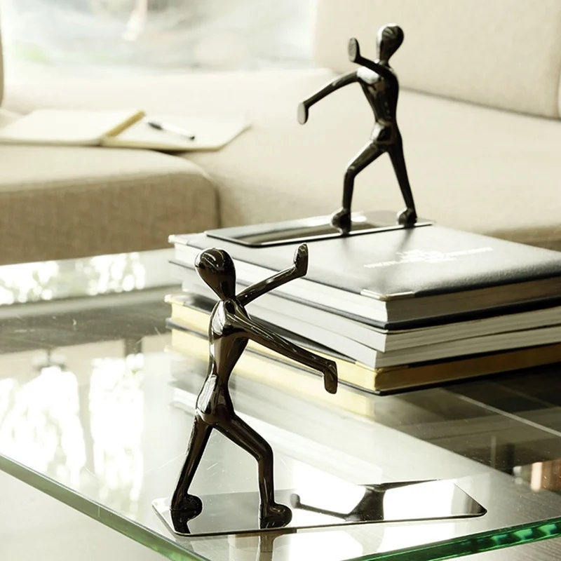 

2021 Heavy Duty Stainless Steel Man Bookends Nonskid Bookends Art Book Stand, Creative Christmas Gifts