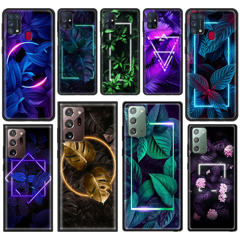 

Glowing Leaves Triangle Round Silicone Phone Case for Samsung M51 M01 M31S M31 Prime M21 M11 M30S A7 A9 2018 Black Cover Fundas