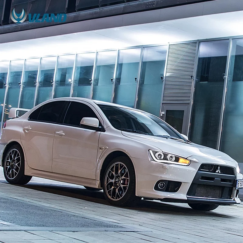 

LED Strip Car Front Light for Mitsubishi Lancer Headlights 2008-2019 Double Halo Angel Eyes Head Lamp Projector