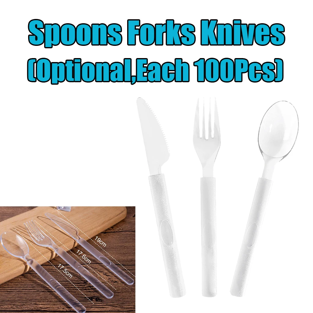 

100Pcs Disposable Clear Plastic Serving Utensils for Weddings Family Reunions College Kitchen Home
