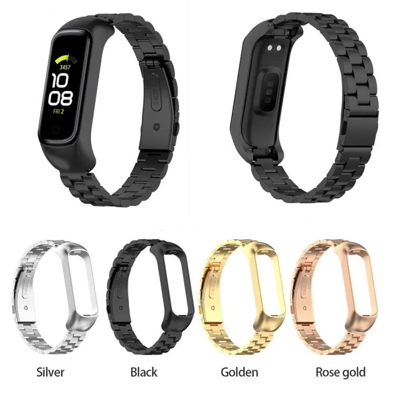 

1 Pc Three Beads Stainless Steel Wristband For Samsung Galaxy Fit2 Metal Strap R220 Bracelet 4 Optional Colors Smart Accessories