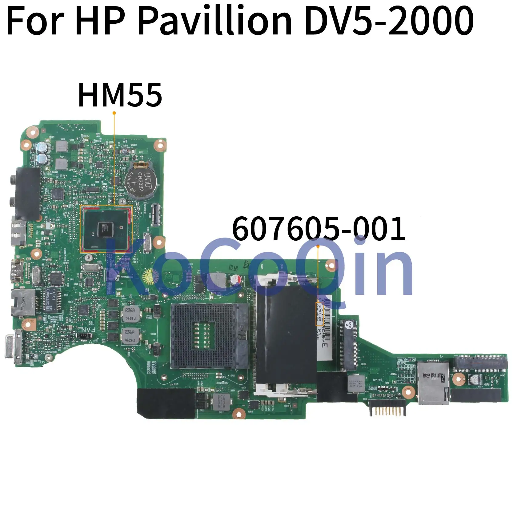 KoCoQin материнская плата для ноутбука HP павильон DV5 2000 HM55 607605 501 DDR3|Материнские платы